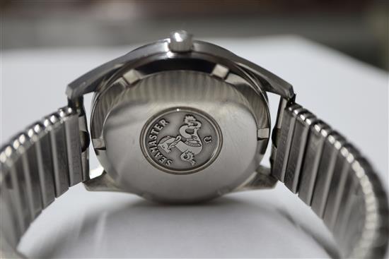 A gentlemans late 1960s stainless steel Omega Seamaster day/date automatic wrist watch,